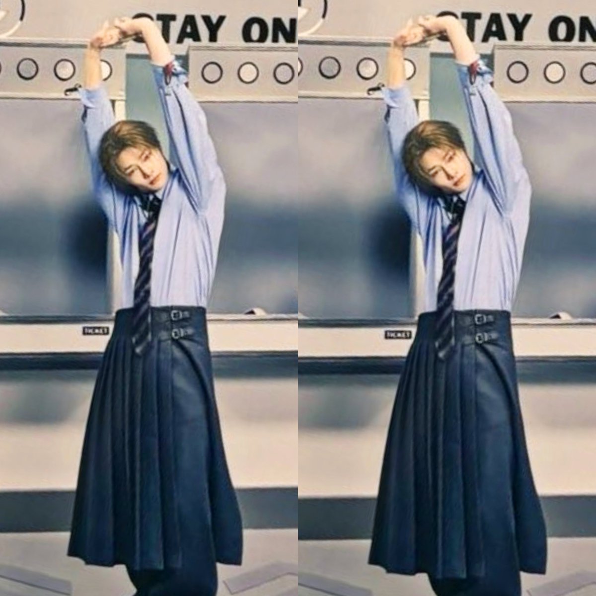 top_ayen's tweet photo. JEONGIN IN SKIRT AND TIE  🧎‍♀️ https://t.co/oR67nK5HQl