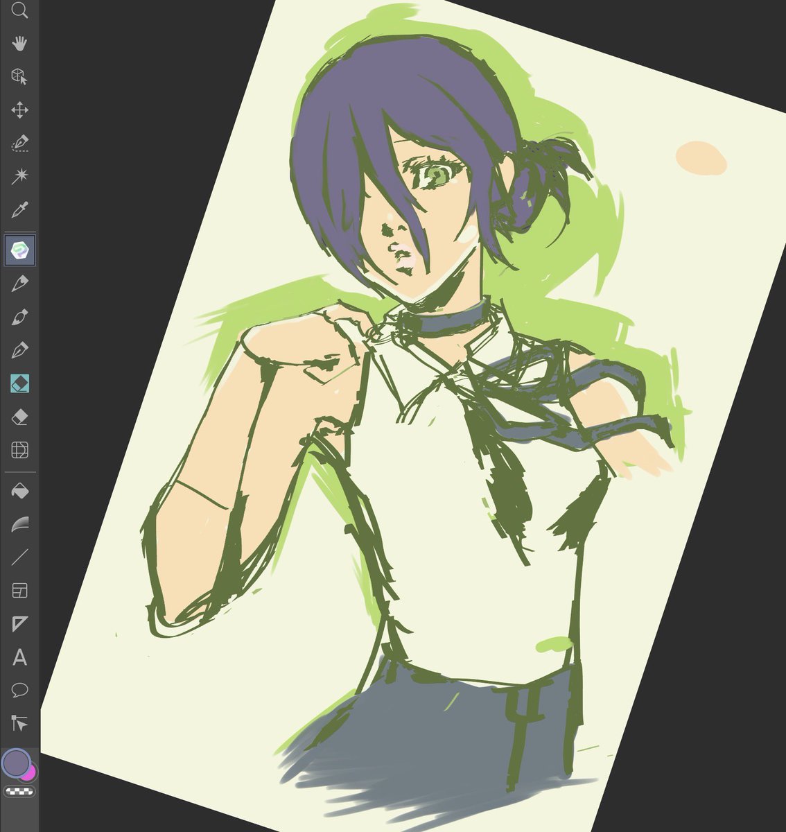 kirumeshi's tweet photo. reze wip in persona artstyle #csm #reze #sketch

 I enjoy doing art studies on shigenori soejima’s works. https://t.co/8YLfYusQO6