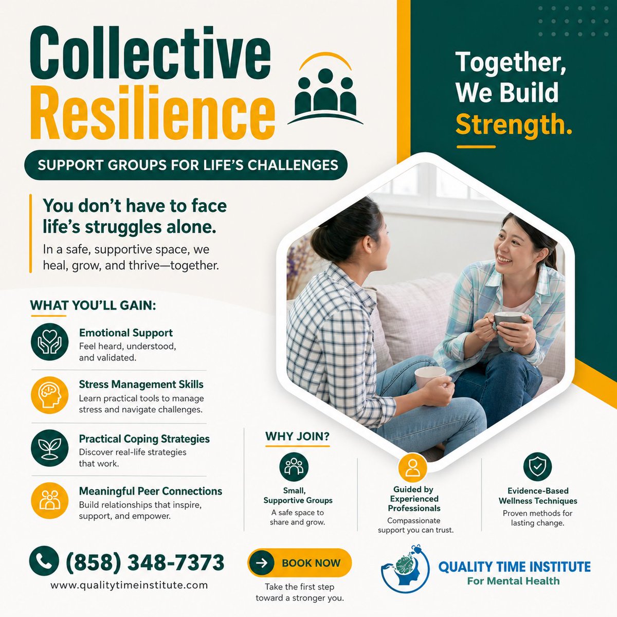 QTIMH's tweet photo. You Don't Have to Face Life's Struggles Alone. 💙

Feeling overwhelmed? Together, We Build Strength.

Support Groups for Life's Challenges offer a safe, supportive space to heal, grow, and thrive - together.

Book Now: (858) 348-7373
https://t.co/P7YqCAHjS1

#CollectiveResilience https://t.co/06bDSdjivz