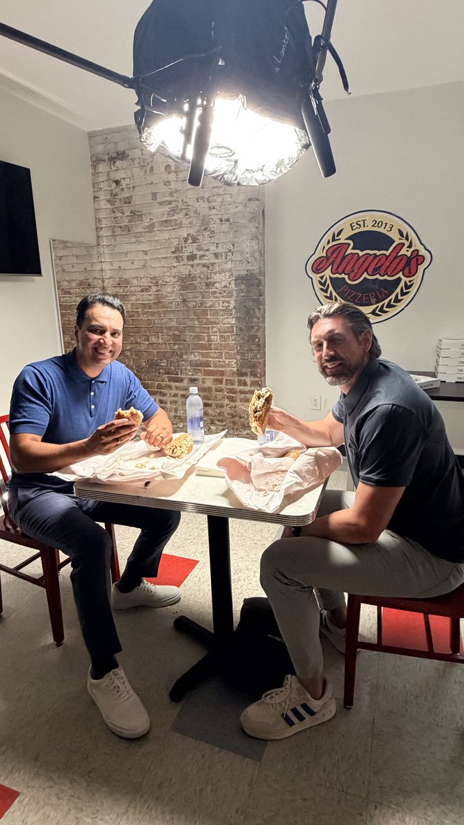 KevinNegandhi's tweet photo. Not sure anyone has had a better start as a new exec than @sixers President Mike Gansey. During his 1st week in Philly, we sit down 1 on 1 over some Angelo’s cheesesteaks to discuss LeBron, Jaylen, Joel, Tyrese and how it’s all gonna work. Our conversation coming soon to ESPN. https://t.co/wba8oEgraU