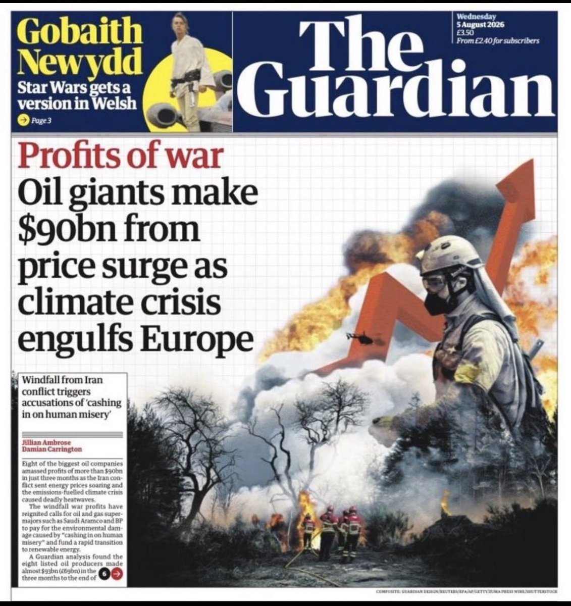 nickofnz's tweet photo. This is the real story at the moment.

The oil industry knew the climate crisis would come, they hid the truth and brought it on us anyway.

They profit while we pay the price.

We have to make them pay as we put them out of business.

#MakePollutersPay #MakeOilHistory https://t.co/hnL2pg7gXG