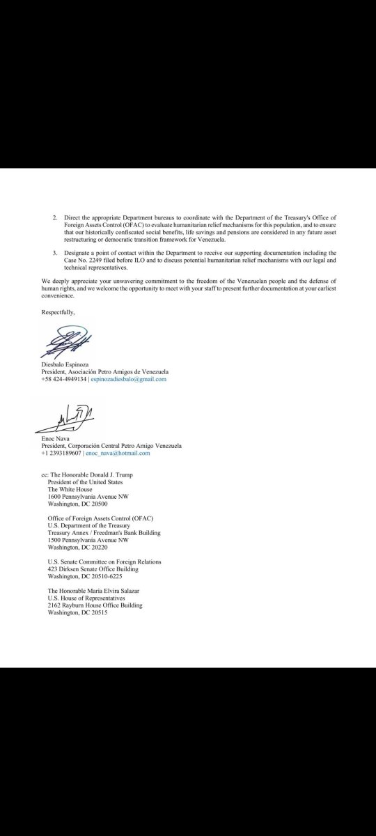 JosBrav221064's tweet photo. Dear Secretary @SecRubio @marcorubio My name is "José Bravo", one of the ~23,000 former PDVSA victims described on the letter from @petroamigosvzla @realDonaldTrump
@POTUS @USTreasury @SenateForeign @RepMariaSalazar @SenTimKaine @SenRickScott @SecKennedy @RepCarlos @MarioDB https://t.co/h7vv2FccxM