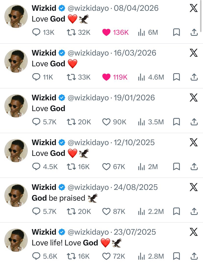 WizkidBlog1's tweet photo. Wizkid's strong faith in God is one of the reasons why he'll always be at the top throughout his entire life. https://t.co/5IMYzfYYun