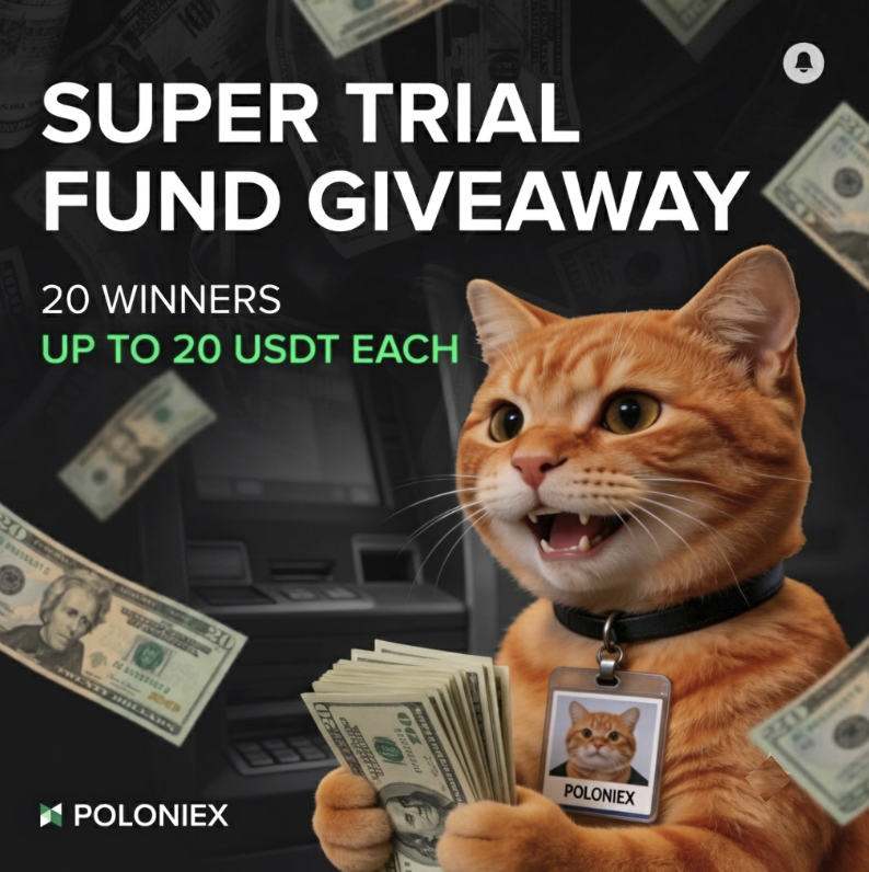 Poloniex's tweet photo. Want FREE USDT Trial Funds? Let's go! 🎁✨

The Super Trial Fund #Giveaway is here: 
20 lucky winners, up to 20 USDT each! 

How to enter: 
1️⃣ Follow @Poloniex 
2️⃣ Like &amp; RT this post 
3️⃣ Comment your favorite crypto 

⏰ Closes: Aug. 15 https://t.co/dgxk79YmEE