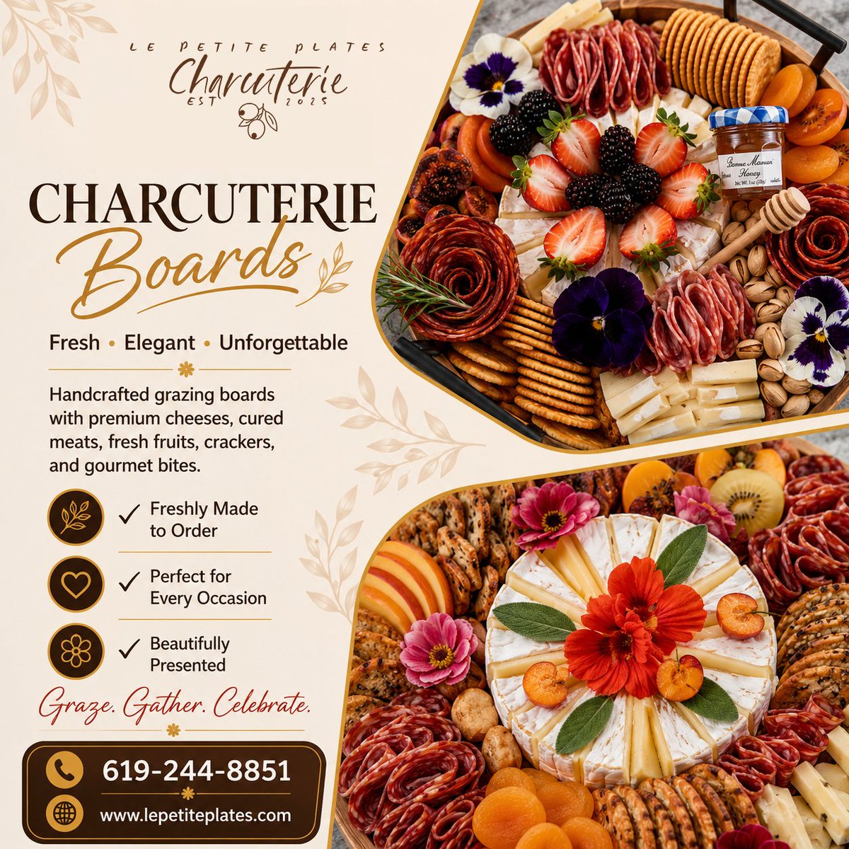 LePetitePlates's tweet photo. Handcrafted grazing boards with premium cheeses, cured meats, fresh fruits &amp; gourmet bites.

Perfect for any occasion. 

619-244-8851 - https://t.co/MSw31g5k52

#Charcuterie #CharcuterieBoardsSanDiego #GrazingBoards #LePetitePlates #CharcuterieDelivery #LuxuryCharcuterie https://t.co/IBc3Iil7UR