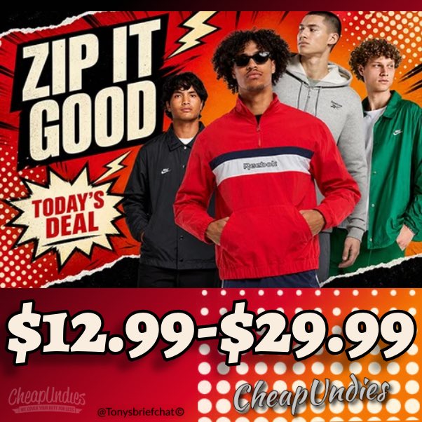 tonysbriefchat's tweet photo. Zip It Good•$12.99-$29.99
Shop: Men’s jackets
10% off your first purchase
🔹https://t.co/sWiXAByQJi
10% Savings from me @Tonysbriefchat Shop with @cheapundies #cheapundies
🔹https://t.co/OwHgUIaQ69
#menspullover #menszipups #menshoodies #mensouterwearsale https://t.co/dWhD6EVR5F