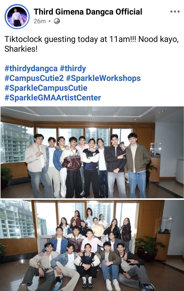 RV_UNIS_Ria's tweet photo. [📺] Thirdy Dangca (@ThirdyDangca) will be guesting on TiktoClock (@TiktoClockGMA) today at around 11:00 AM (PHT)!

Let's all tune in and support our little brother, Thirdy 💙

The live is available on Youtube and Facebook...

#ThirdyDangca #TiktoClock
#thirdangca #3rdgd #thirdydangca #thirdy
#CampusCutie2 #SparkleWorkshops
#SparkleCampusCutie #SparkleGMAArtistCenter