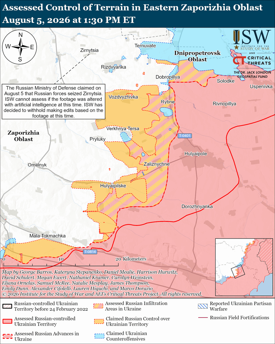 TheStudyofWar's tweet photo. NEW: Russian President Vladimir Putin reshuffled military commanders, including those associated with logistics and Russia’s Unmanned Systems Forces (USF), against the backdrop of Ukrainian strike campaigns that these services have failed to defend against.

Other Key Takeaways:

Russian forces launched a relatively small strike package against Ukraine on the night of August 4 to 5 nonetheless causing significant civilian damage and casualties due to Russia’s use of ballistic and quasi-ballistic missiles that Ukraine was unable to intercept.

Ukrainian forces did not intercept any of the 28 missiles that Russia launched overnight, as Russia continues to purposefully exploit Ukraine’s depleted stocks of anti-ballistic missile interceptors.

North Korea has escalated its involvement in Russia’s war in Ukraine, reportedly deploying missileers and over 100 ballistic missiles to Russia.

The addition of more North Korean missiles to Russia’s arsenal will likely allow Russia to intensify its ballistic missile strikes against Ukraine in the near future without having to dip into its S-400 and Zirkon missile stocks.

Unspecified actors likely piloted a drone containing explosives at Germany’s Leipzig/Halle Airport, a known hub for transporting Western-provided military equipment to Ukraine.

Ukrainian forces continued their long-range strike campaigns against Wildberries warehouses and Russian oil infrastructure on August 4 and 5.

Ukrainian forces recently advanced in the Kostyantynivka-Druzhkivka tactical area and Slovyansk and Oleksandrivka directions on August 4 and 5.