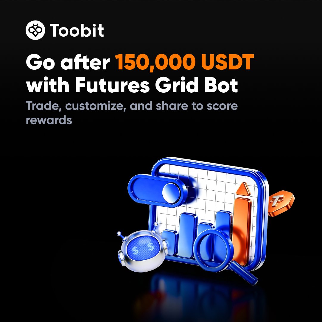 Toobit_official's tweet photo. 🤖 Let your strategy work around the clock.

Build your own Futures Grid Bot, customize it your way, and compete for a share of 150,000 USDT in rewards.

🎁 Complete campaign tasks to earn Futures Position Vouchers worth up to 100 USDT.

🔗 Register now: https://t.co/jqiSLrkV6q

#Toobit #GridBot #CryptoTrading #FuturesTrading #AITrading