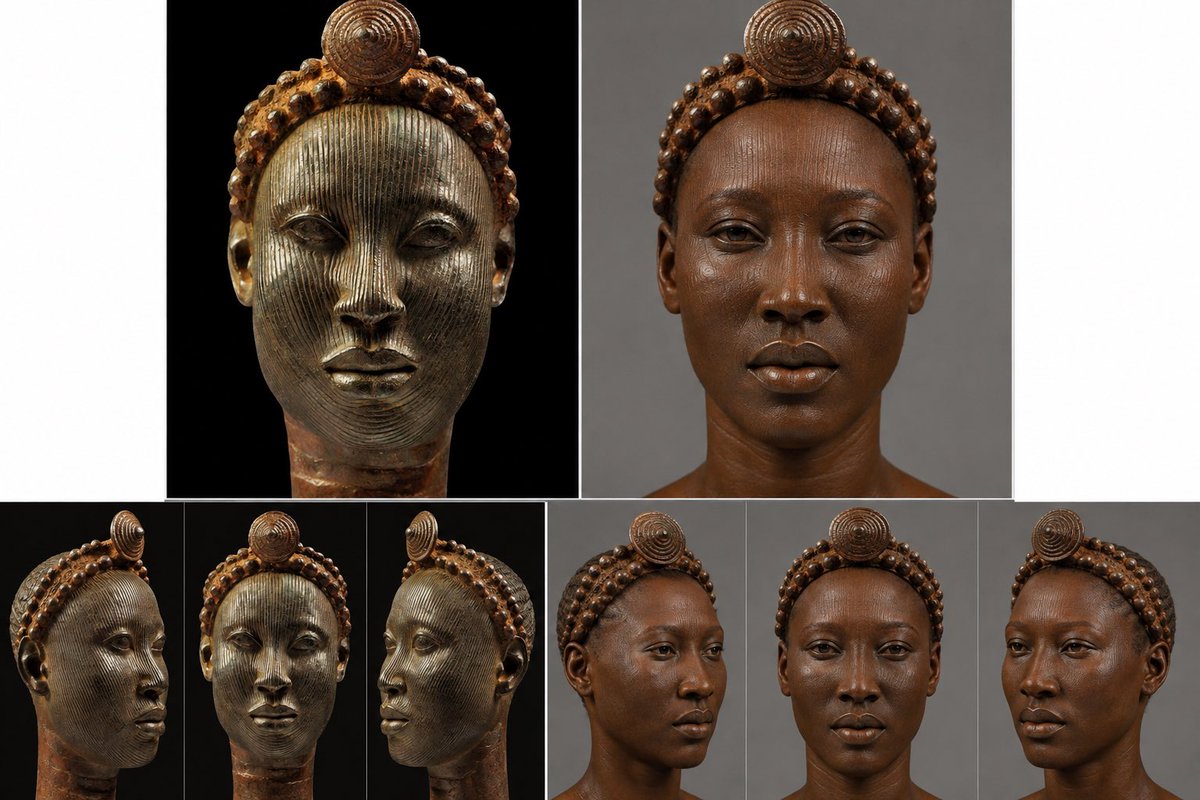Godbodie12's tweet photo. Reconstruction of Yoruba ife statues narrow bridge noses are among west Africans not exclusive to horn africans head long #Yoruba #Ife #WestAfrica #Reconstruction https://t.co/8G4Ppg467Q