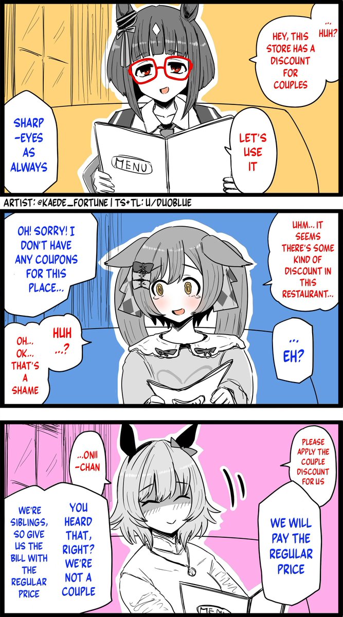 duoblues2's tweet photo. Three Different Types of Uma 
Artist: kaede_fortune
#ウマ娘 #ウマ娘英訳 #Umamusume #UmaTranslations https://t.co/ZazOGTHSoB