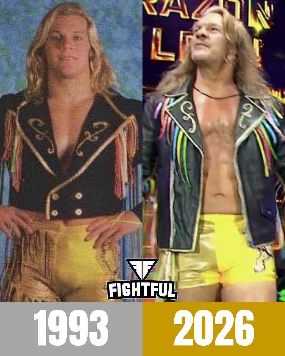 Fightful's tweet photo. Chris Jericho wore the same gear he did in 1993 as the Lionheart.

#AEWDynamite https://t.co/kXjgcZTaKt