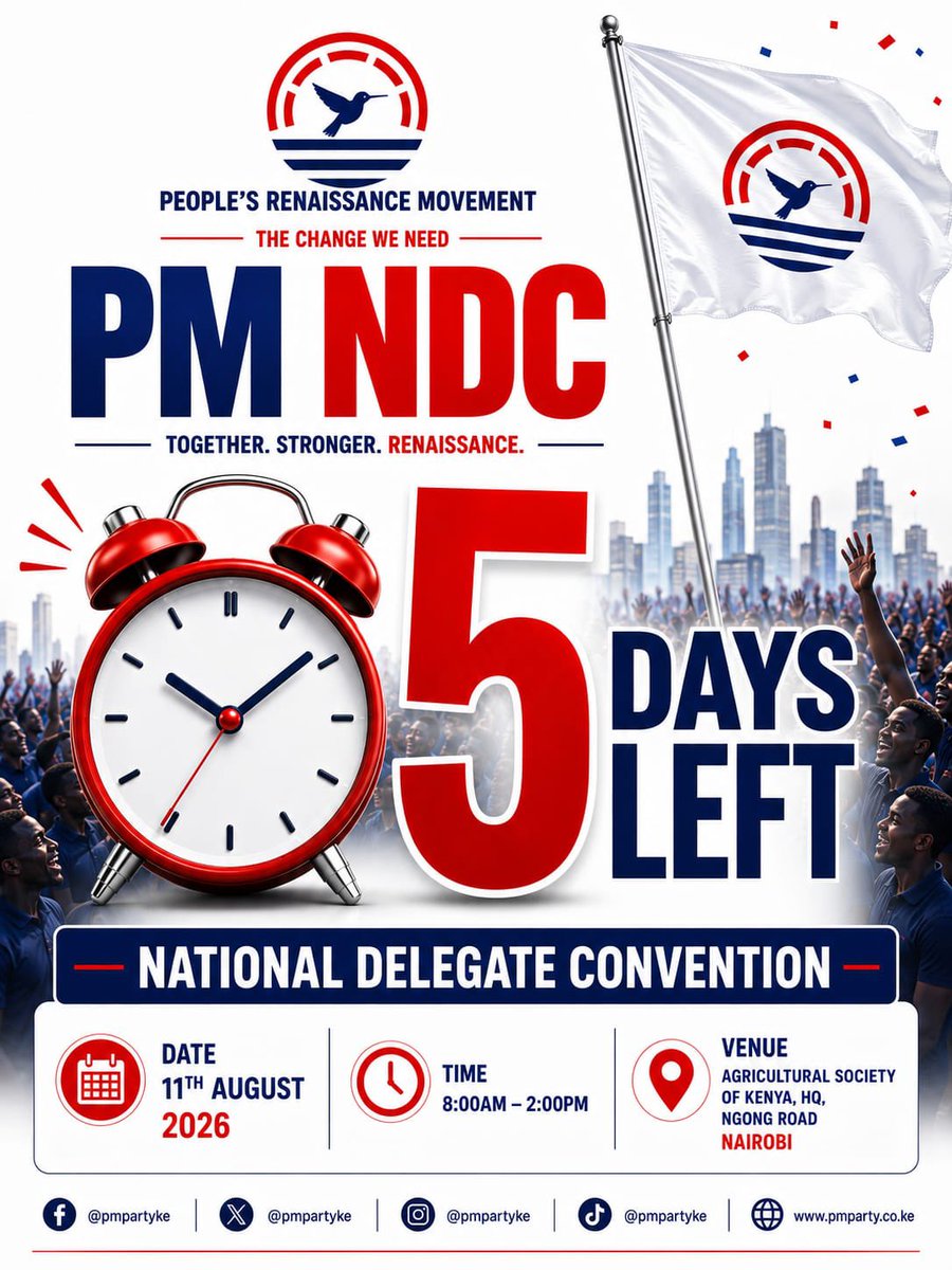 pmpartyke's tweet photo. 5 DAYS TO GO! 🔥
#PMNDC #TukoChama https://t.co/vvMvP747KI