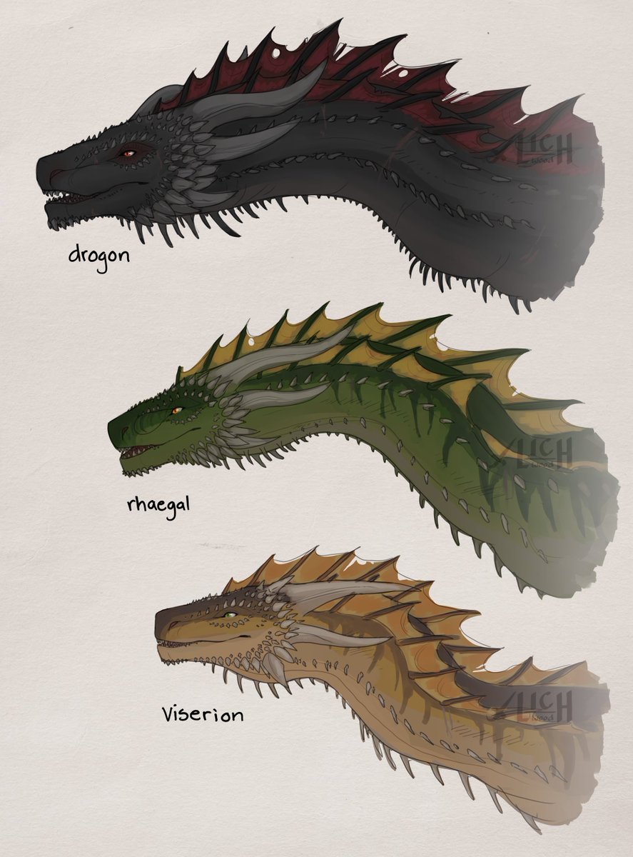 lichwood_'s tweet photo. for smaugust day 5 i decided to draw the original trio!! :]

#gameofthrones #got #hotd #gotfanart #drogon #rhaegal #viserion #dragons #dragonart #smaugust2026 #smaugustday5 https://t.co/SZw1hVpyaZ