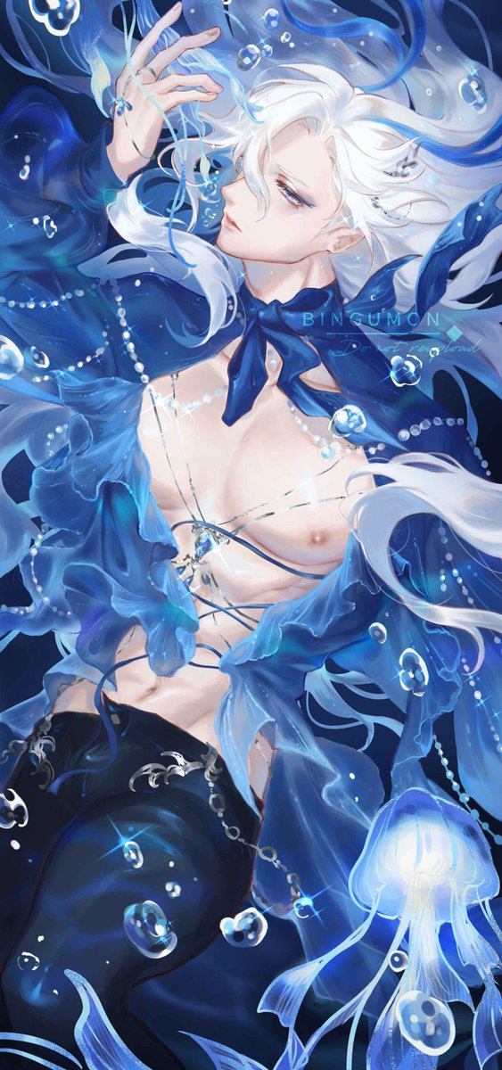 bingumon's tweet photo. Nocturne Glow - Neuvillette🫧🌙 https://t.co/IfCnyheeUC