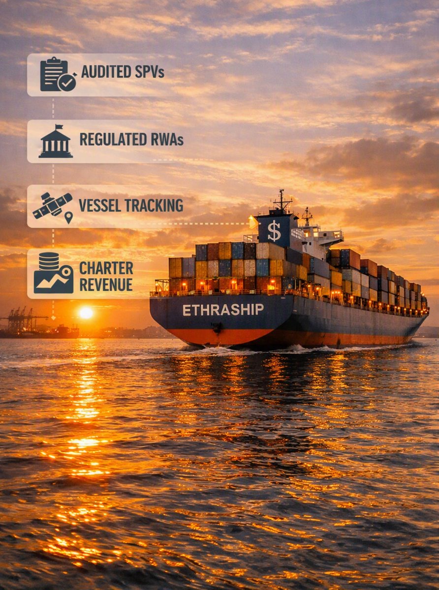 JxJibon440's tweet photo. Real ships. Real revenue. Real transparency.
@EthraShip isn’t reinventing the ocean — it’s revealing it.
After four years of vessel operations, audits, and regulated frameworks, the $SHIP protocol now stands as proof that trust can sail onchain.
#Ethra #SHIP #RWA #Blockchain #MaritimeFinance