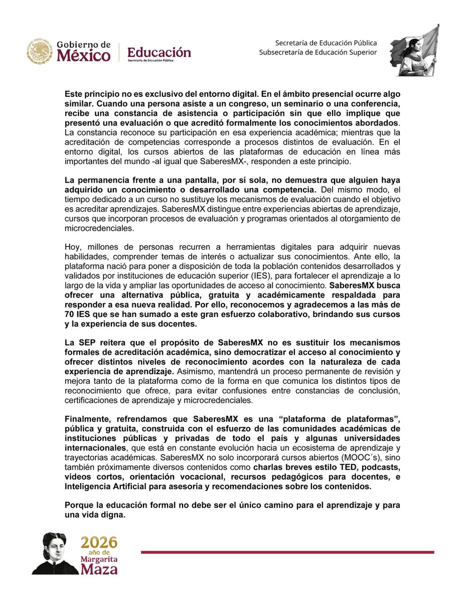 carlosivanmoren's tweet photo. Sobre #SaberesMx y los retos de innovar. 

Comparto este mensaje para contribuir a una conversación informada sobre el aprendizaje abierto y las oportunidades que ofrece para democratizar el acceso al conocimiento.

@SEP_mx https://t.co/B7pbia2Mrv