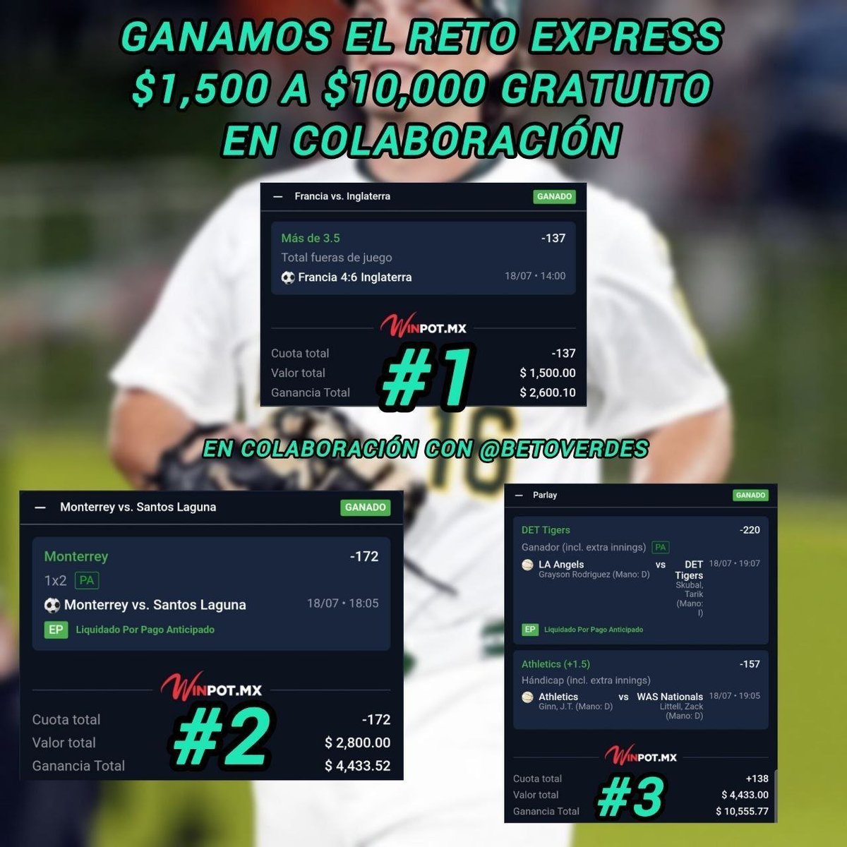 ChapitoApuestas's tweet photo. 🚨| RETO EXPRESS $1,500 A $10,000 GRATUITO 🔝🥳

Chingones, mañana quiero hacer mi RETO EXPRESS $1,500 A $10,000 TOTALMENTE GRATIS 🥳 !!

¿Quiénes Jalaaan? ❤️

Aceptaré en el Barco ÚNICAMENTE a los Chingones que:
- Comenten 🗨
- Den 🔄❤️ https://t.co/ySc7Zs7lTo