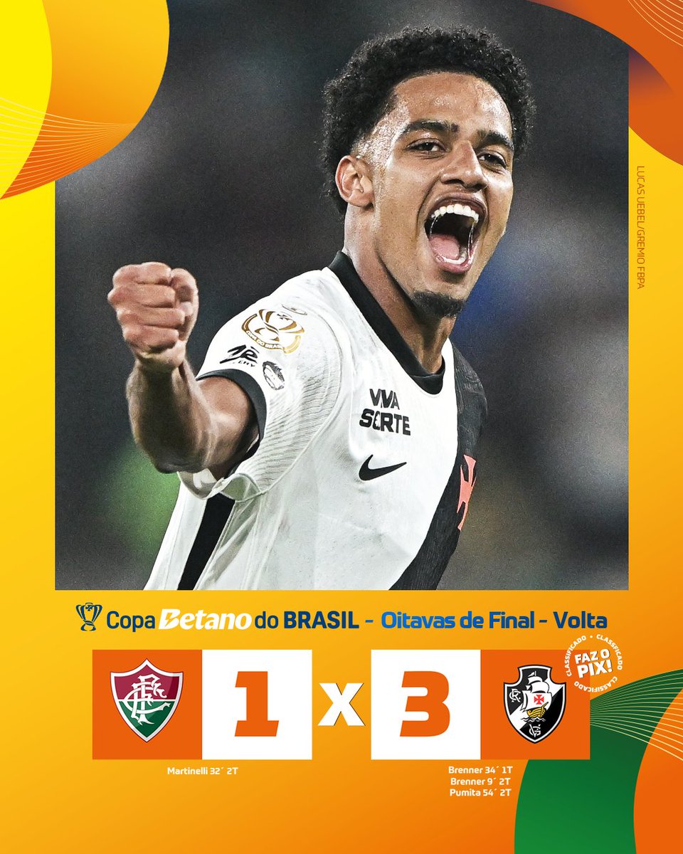 CopaDoBrasilCBF's tweet photo. E NO CLÁSSICO DEU VASCO DA GAMA!!! 💢😎

O Gigante da Colina elimina o Fluminense na #CopaBetanoDoBrasil 2026. ⚪️⚫️

#Vasco #Fluminense https://t.co/B0XcNCXOT6