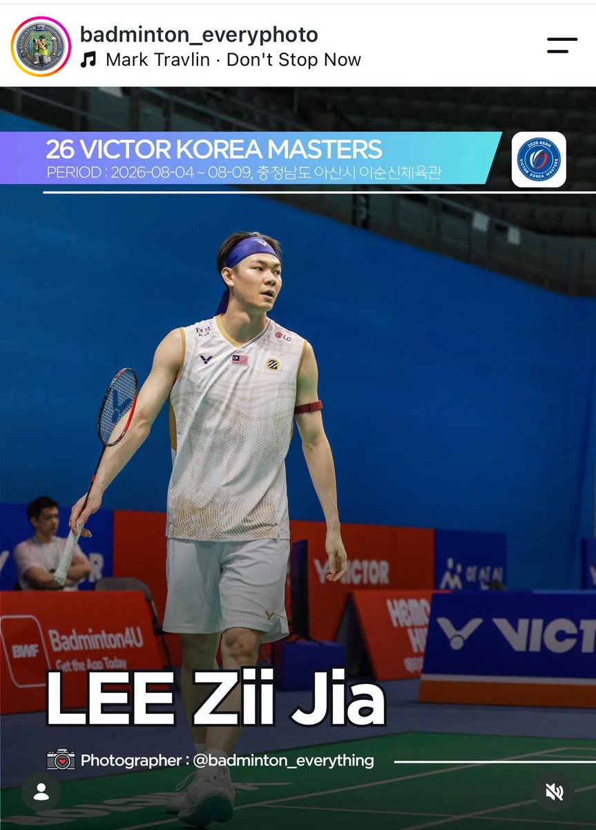 caoez2's tweet photo. Every new day is a new chance. Good Morning!🤍

Dont Stop Now✌️

Korean Masters - Lee Zii Jia

Cr. Badminton_everyphoto https://t.co/bYEHTfMp4U