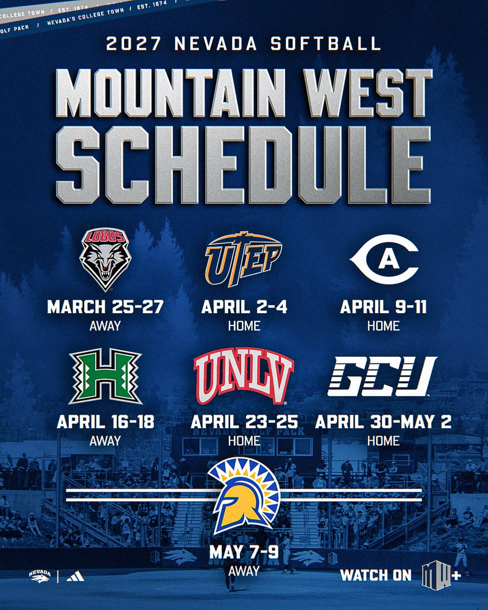 Nevada_Softball's tweet photo. 𝐎𝐮𝐫 𝟐𝟎𝟐𝟕 𝐌𝐖 𝐒𝐜𝐡𝐞𝐝𝐮𝐥𝐞 𝐢𝐬 𝐡𝐞𝐫𝐞!🤩

#BattleBorn https://t.co/GpvHJvBxfh