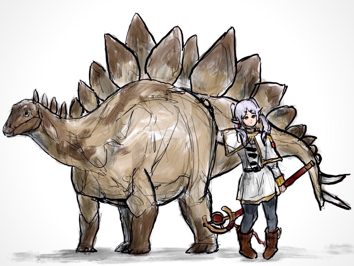 rlatkdwls's tweet photo. Frieren with Stegosaurus https://t.co/JDmpzaSwti