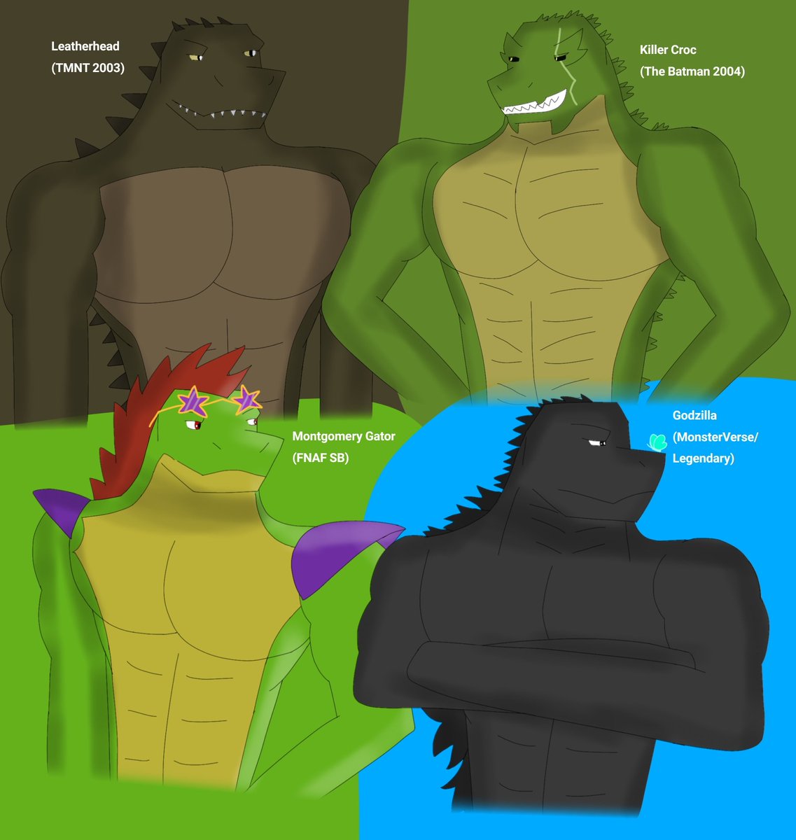pare6044's tweet photo. Hunky Reptiles💚💙🐊

#DCcomics #godzilla #fivenightsatfreddys #teenagemutantninjaturtles https://t.co/uYkAixMzZ6