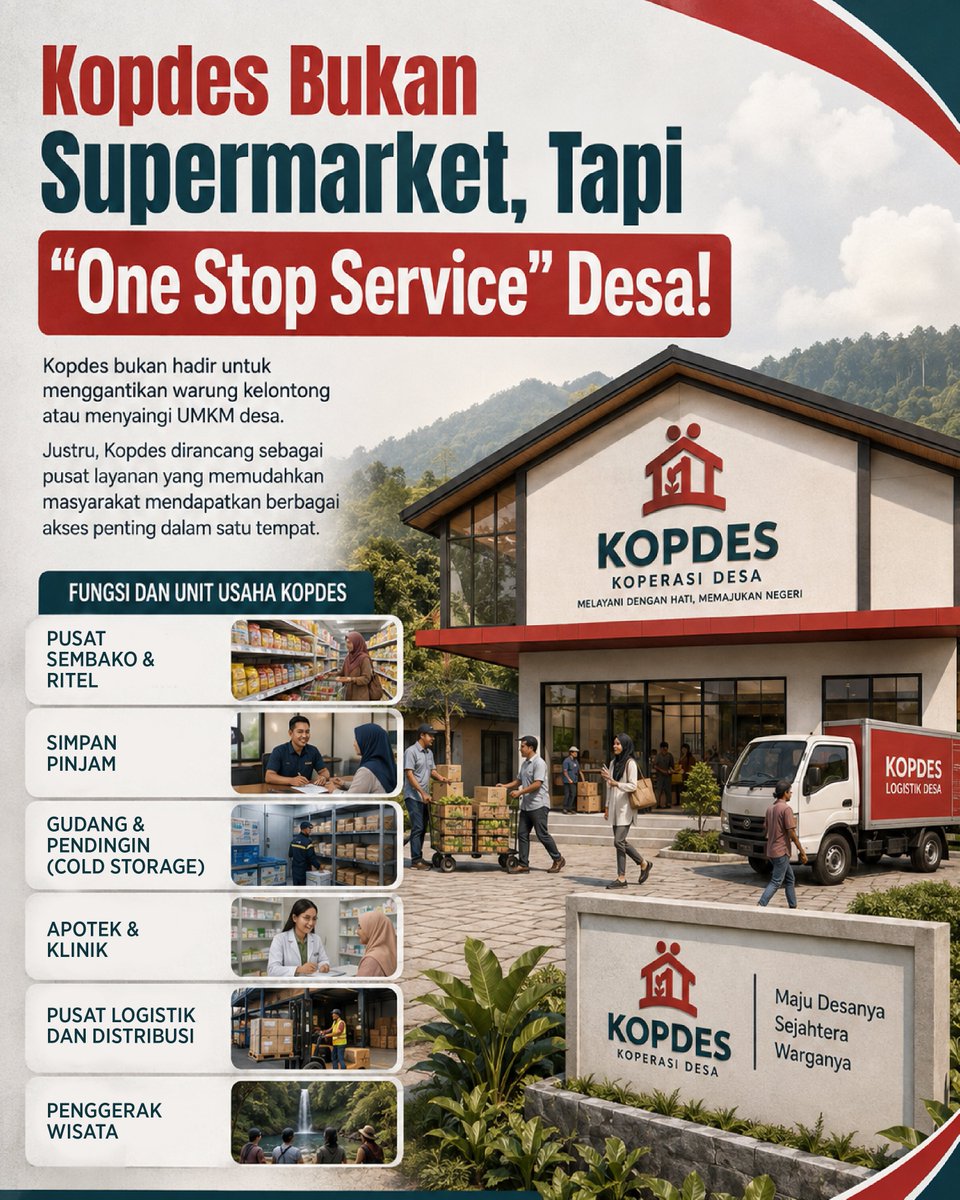 Alfiravt's tweet photo. Kopdes hadir sebagai "One Stop Service" desa! Berbagai layanan dari sembako hingga klinik tersedia dalam satu tempat untuk warga. #jagaindonesia #kopdes #koperasidesa https://t.co/8pgLodRg0I