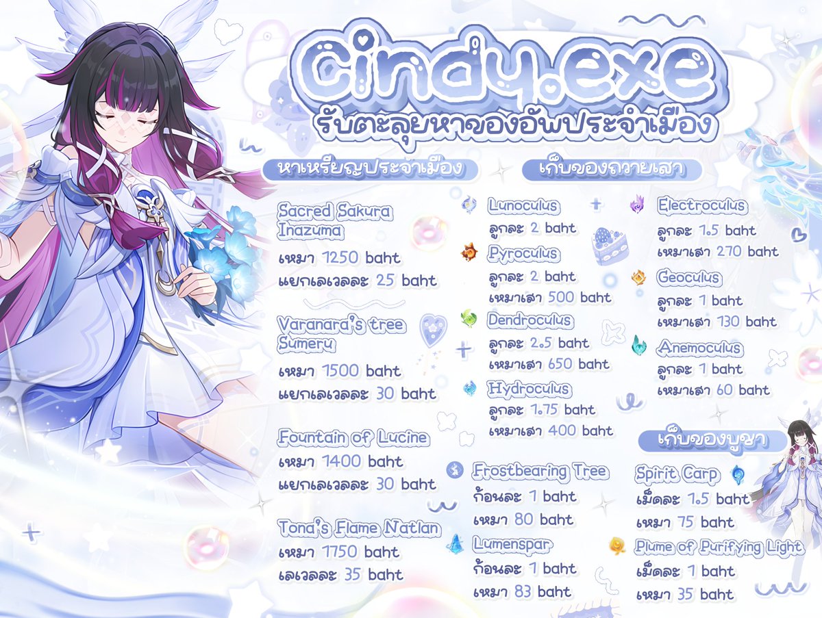 AliceMi0916's tweet photo. @inumamuchii03 - ลูกแก้ว Sumeru 320฿
- ลูกแก้ว Fontaine 340฿
- ลูกแก้ว Natlan 260฿
- ลูกแก้ว Nod Krai 280฿
ไม่รวมเควสที่ติด ไม่มีที่หา +30฿

𓈒݁🪷♡𓂂݀ ทักแชทไม่ได้ หรือ ต้องการสอบถาม 
FB : Arisa Sainty
 𓈒֯  ׅ fav หรือ dm หรือ ติดต่อ line  รบกวนแอดเพื่อนก่อน dm 𓈒♡𓂂

line : @322xvjya https://t.co/vIBIKTn7qP
