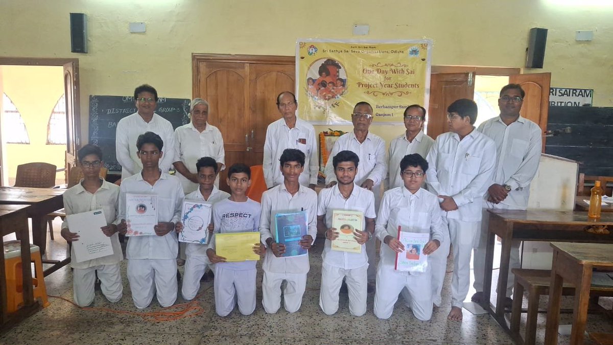 sathyasaiodisha's tweet photo. Loving Sairam..
With the Blessings of Bhagawan Sri Sathya Sai Baba, the Group-III Project Submission Programme under One day with Sai was successfully conducted by Ganjam-1 Sai District on 2nd August 2026.
#OneDayWithSai
#BalVikas
#Group3Project
#SaiEducation
#Ganjam1
=Media Team https://t.co/K7QIaKJB9s