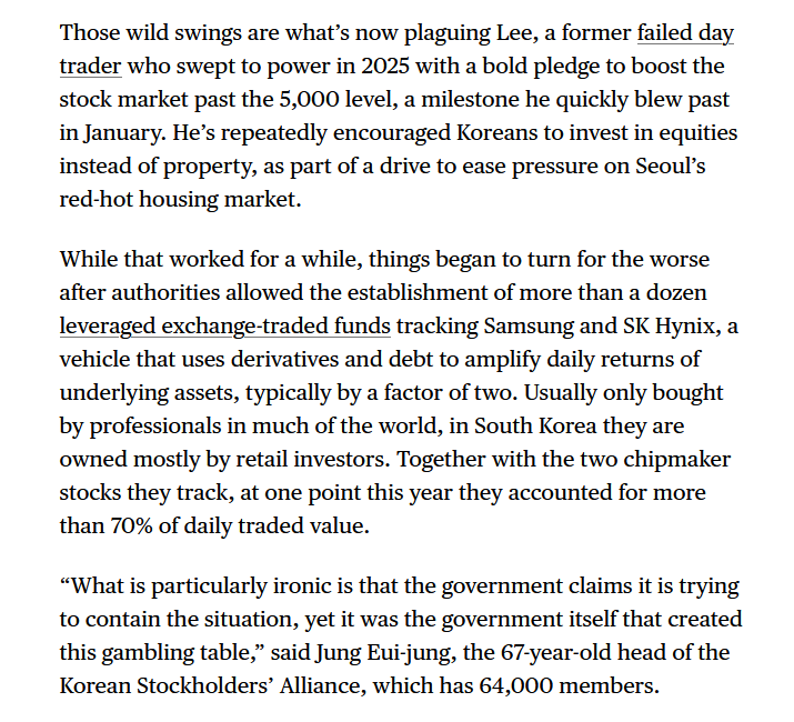 zerohedge's tweet photo. No surprise here: Korea's soon-to-be-impeached president Lee Jae Myung is a "former failed day trader" who "repeatedly encouraged Koreans to invest in equities instead of property" https://t.co/zoe1iKSpaY