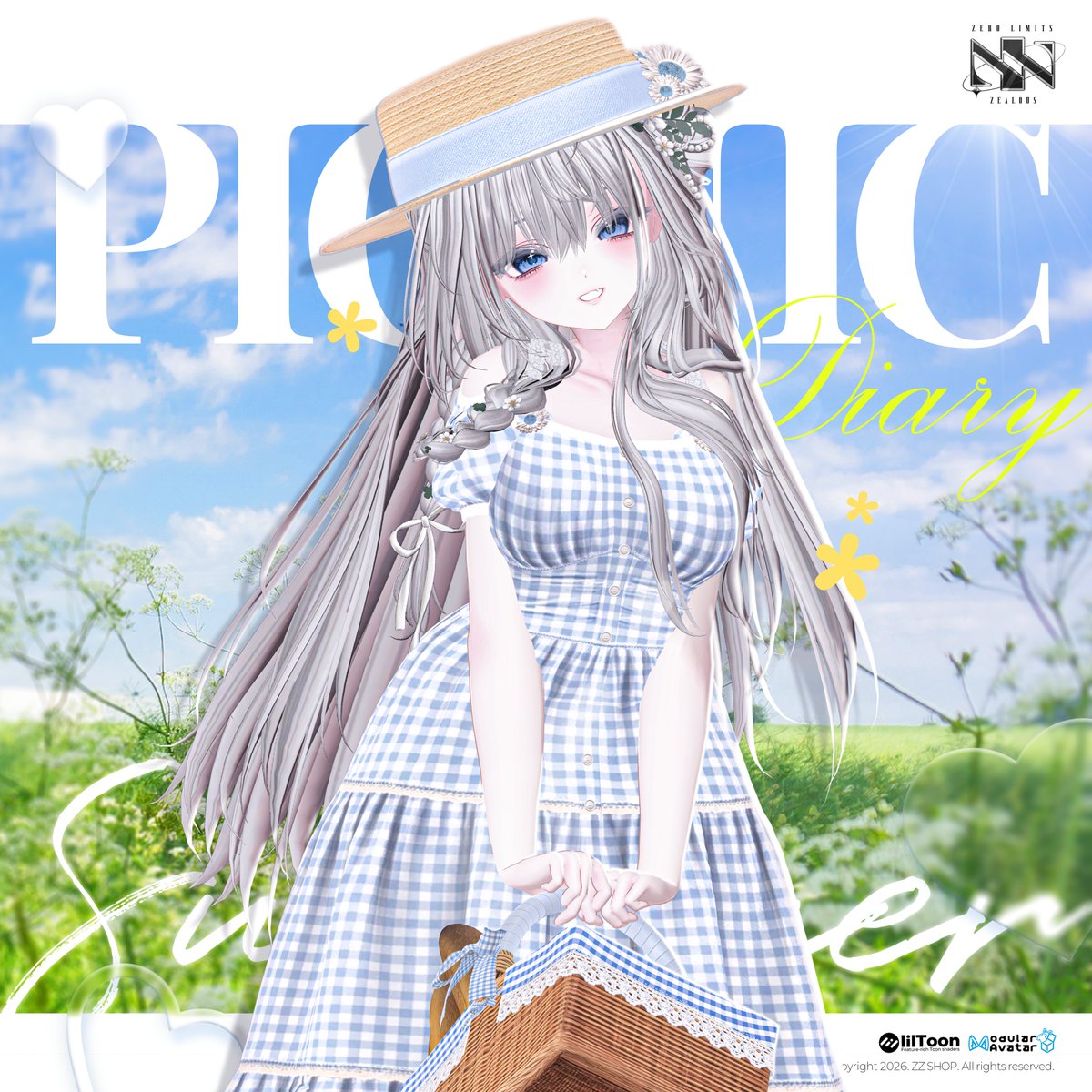 booth_zz_shop's tweet photo. 【RT+Follow】 🧺 新作『Picnic Diary』リリース ＆ Sale中✨https://t.co/Xat4O0bNgG
晴れ渡る空の下で楽しむピクニックにぴったりなドレスが登場！なんとドレスのテクスチャだけで【全60種類】！麦わら帽子やバスケットなど、アレンジ自在なアイテムが詰まったセットです 🌻
  抽選で5名様に【FULL PACK】をプレゼント！
🗓️ 抽選日：8月9日（日）20:00
@booth_zz_shop