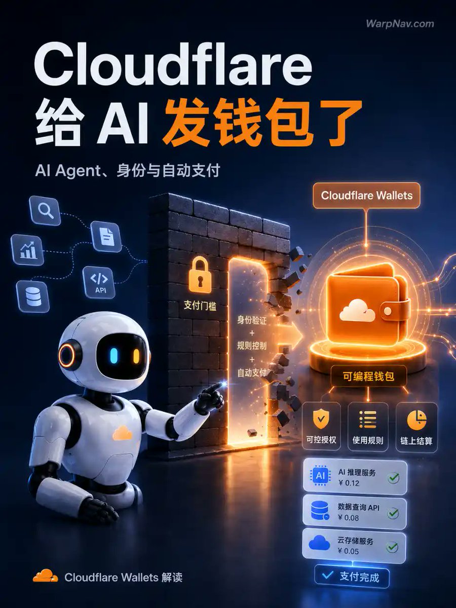 MiniPotSatomi's tweet photo. Cloudflare Wallets 是什么：AI Agent 钱包、身份与支出控制解析

https://t.co/MGxCHssHqs

#Cloudflare #AI智能体 #AgenticAI #数字钱包 #稳定币 #Web3 #机器支付 #AI基础设施 #开发者 #AgenticInternet https://t.co/xs1ZObCtEH