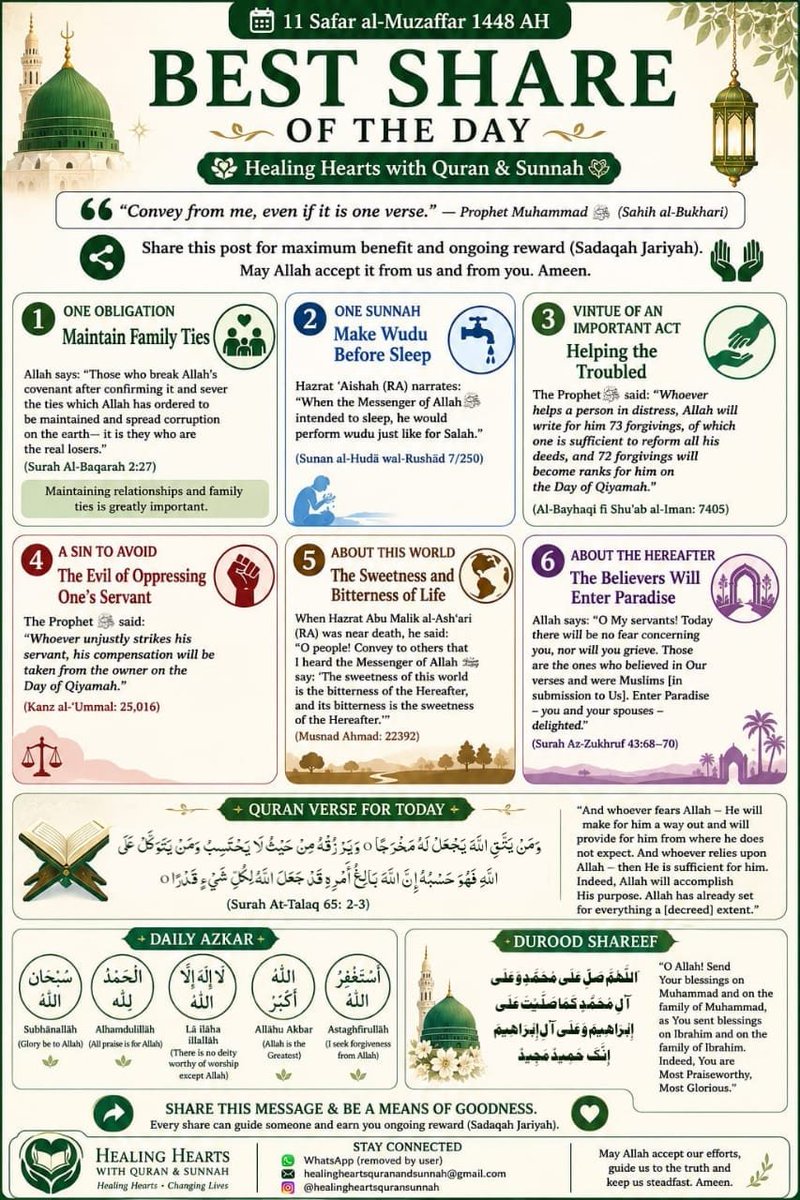 AdFawwad's tweet photo. Best Share of the Day -- Your Daily Dose of Goodness

May Allah Grant you the best of both worlds. Aameen Ya Rabb ❤️🌹

#Quran
#Sunnah
#Zikr
#Tahajjud
#Duha 
#Ishraq 
#Chasht 
#Durood 
#Trust 
#Rely 
#Transformation 
#Happiness 
#Content 
#Satisfaction 
#Islam https://t.co/5y2Jy69jWM