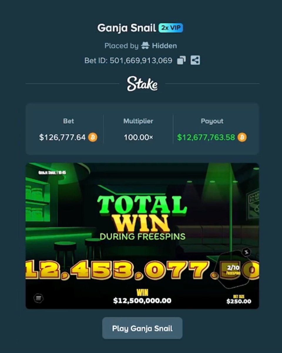 Stake's tweet photo. Drake is BACK with another max win on Ganja Snail 🚀 https://t.co/xSfp0P06CO