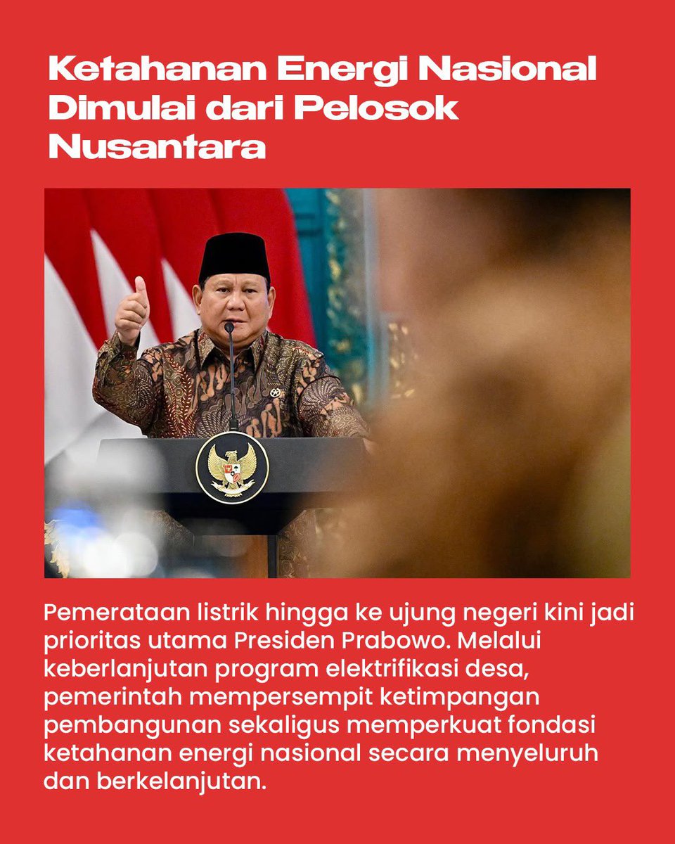 Viiaveeti's tweet photo. Program elektrifikasi desa yang terus dipercepat menjadi bukti nyata komitmen pemerintah menghadirkan energi bagi seluruh rakyat. Pemerataan Akses Listrik Pelosok menjadi fondasi penting untuk mendorong kesejahteraan dan memperkuat ekonomi daerah. #KetahananEnergiNasional https://t.co/KOUIiFnyLL
