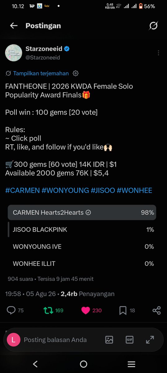 lyly_sprinkle's tweet photo. @Starzoneeid Done #CARMEN https://t.co/dby80YwEiX
