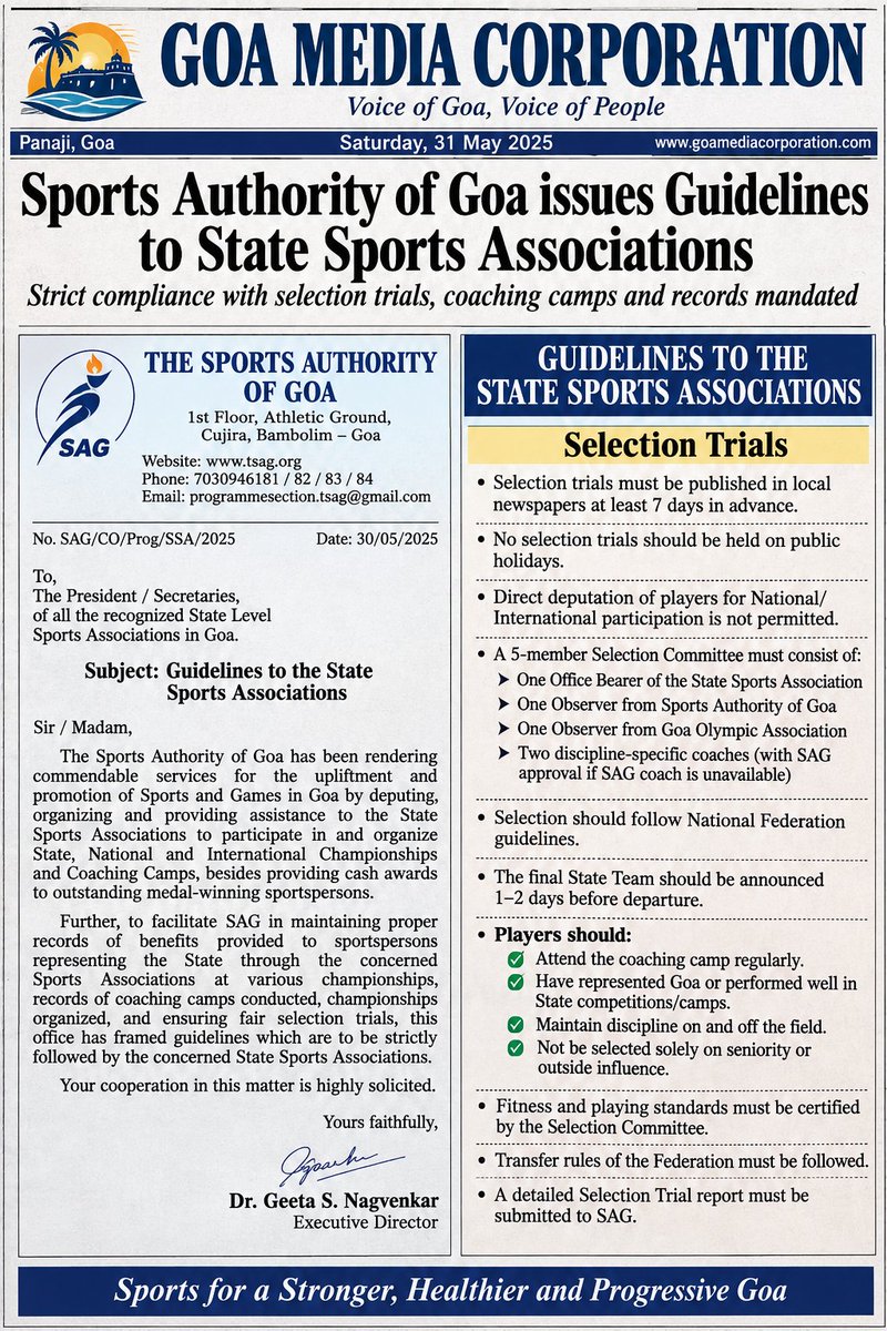 goanarmie's tweet photo. @authority71844 #Goa #SportsAuthorityOfGoa #GoaSports #StateSportsAssociations #SportsGovernance #FairSelection #CoachingCamps #SportsDevelopment #Transparency #AthleteSupport #GoaNews #GoaMediaCorporation #SportsUpdates #PlayFair #TeamGoa https://t.co/BDE6KBwvZM