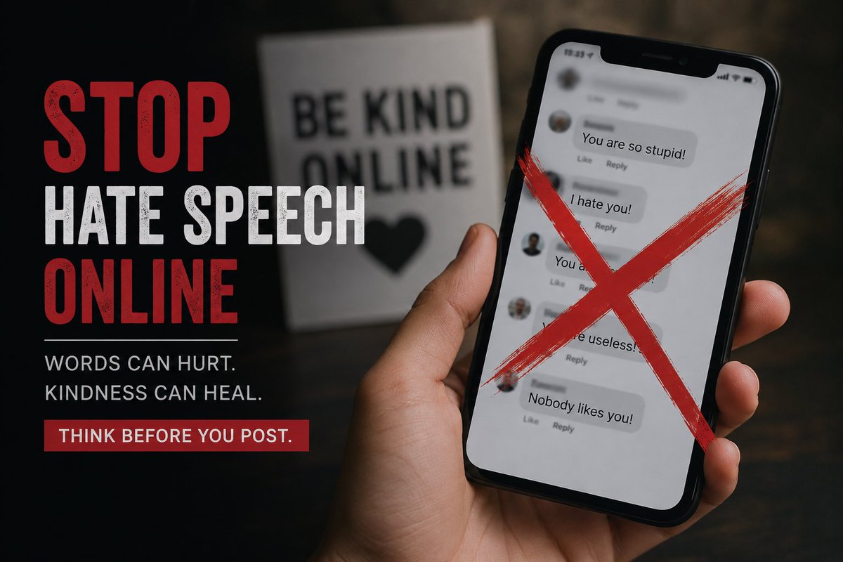thishanujanvij2's tweet photo. Words have #power. Choose them wisely!
Hate speech doesn't build stronger communities-it creates fear and division. Let's use social media to spread respect, kindness, and understanding, not hate.
#Think. #Respect. #Post.
#DC26 #Digizen #DigitalCitizenship
#ThinkBeforeYouPost https://t.co/R85c9TmiOP