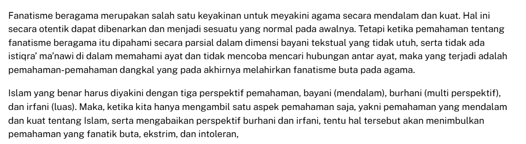 ssgurugeto's tweet photo. @kr36xe54 @18fesss sesuatu yang berlebihan, gak selama nya berakhir positif. makanya disitu gw bilang "PAHAM" dan FANATIK beda. ada perbedaan di cara mereka dalam memahami dan menerapkan ajaran agama. fanatik cenderung konteksnya negatif karena sering kali melenceng dari ajaran agama yg seharusnya https://t.co/dK5r8pbx1x