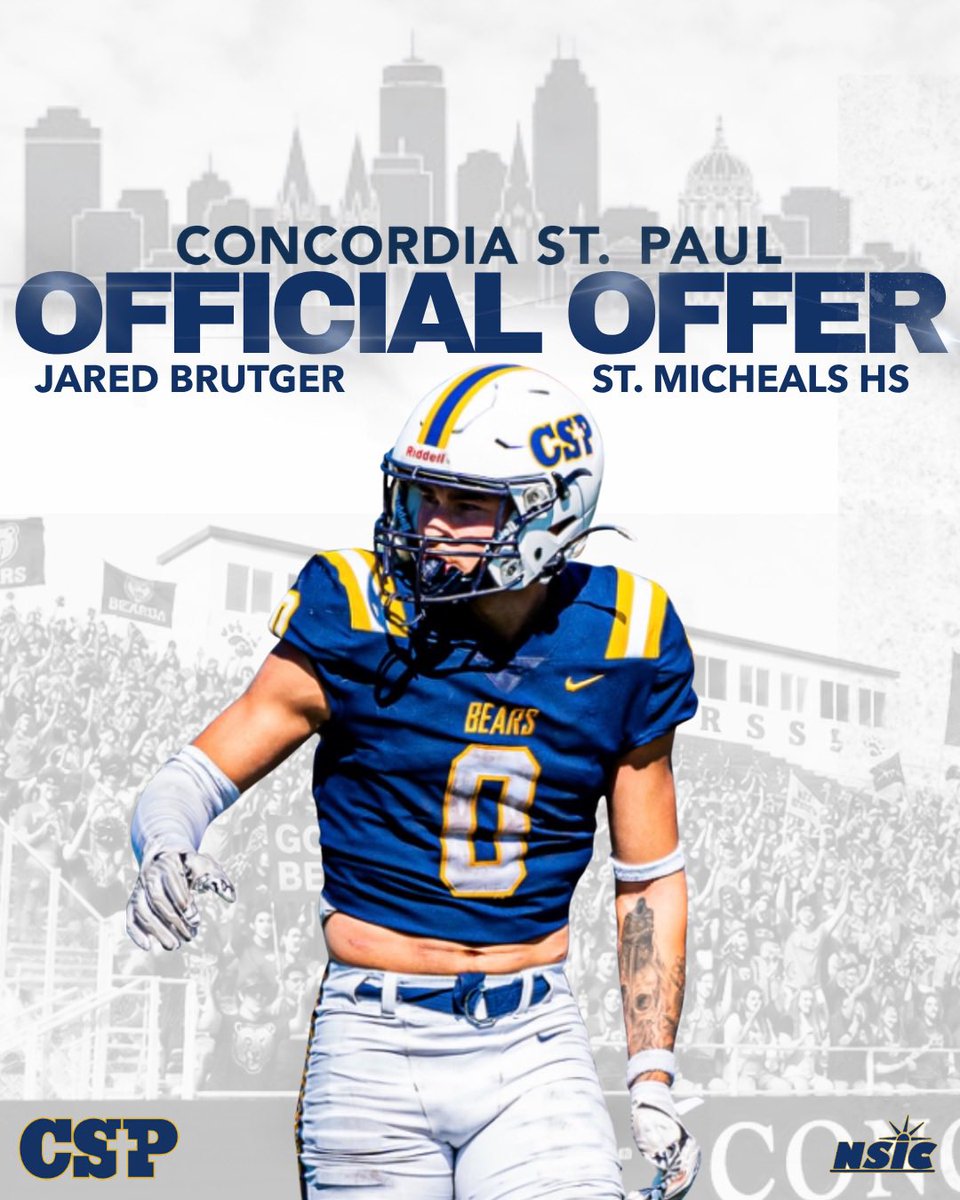 jaredbrutgerfb's tweet photo. After a great phone call with @CoachMux I am so greatful to receive my first D2 offer from @CSPBearsFB 

@PrepRedzoneMN 
@OJW_Scouting 
@StmaFB https://t.co/zHK5JOq07F