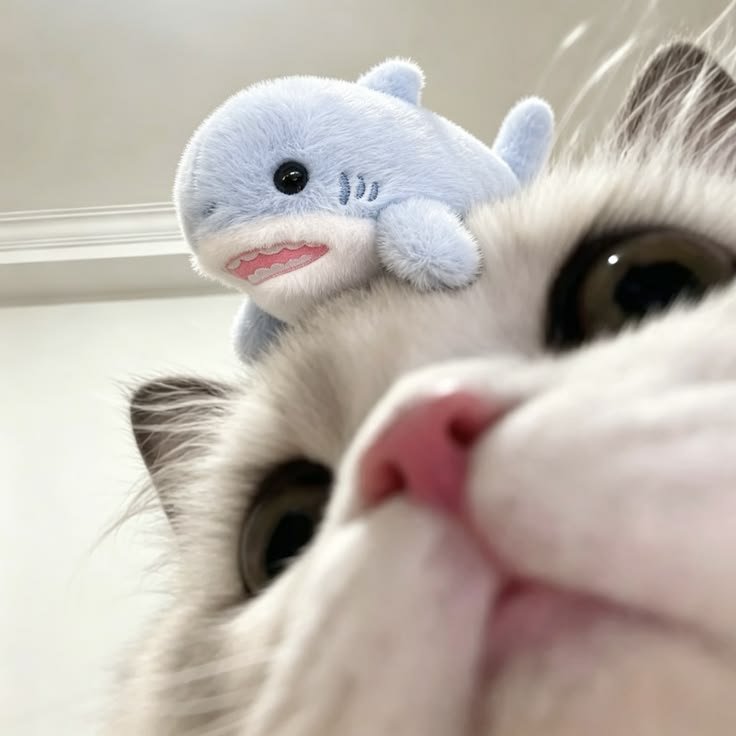 lovers_nat50484's tweet photo. Just a normal day with my emotional support shark. 🦈🐱 https://t.co/q8SlqpUekz