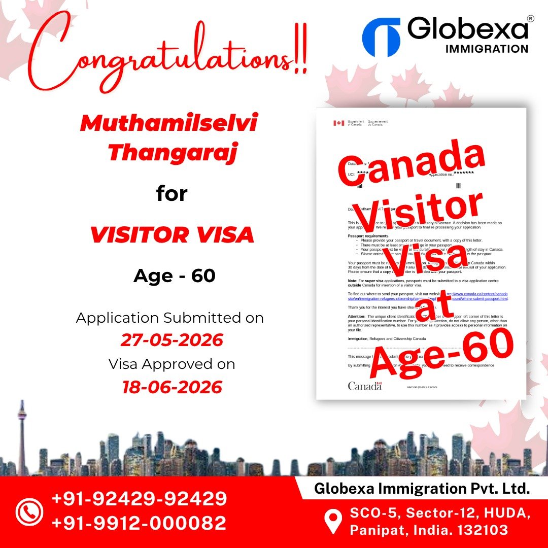 jitender_grover's tweet photo. Many Congratulations Ms. Muthamilselvi Thangaraj for
Canada Visitor Visa at Age 60
Application Submitted on: 27-05-2026
Visa Approved on: 18-06-2026
To Apply, Share your Profile on WhatsApp +919242992429, +919812380882
#VisitorVisa #ImmigrationCanada https://t.co/lhiNrDSpo8