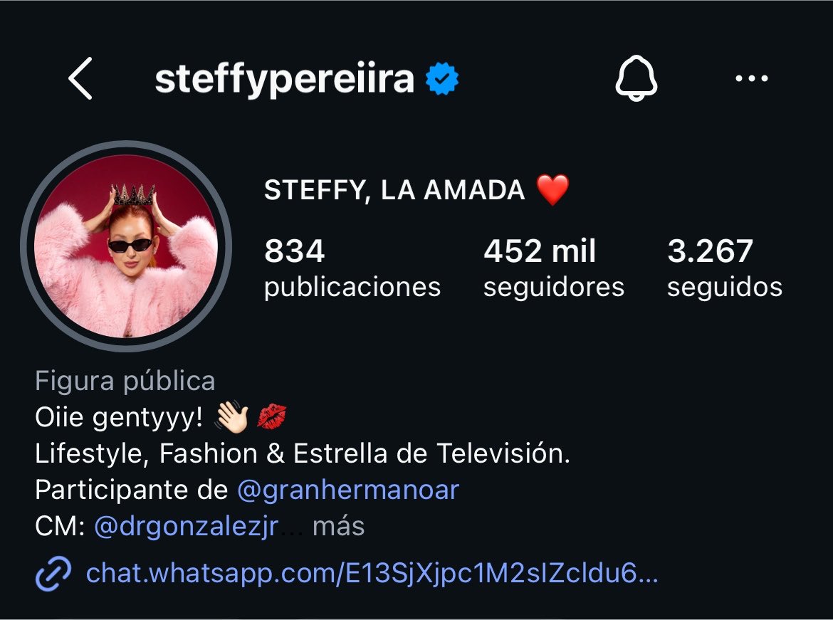 steffynation's tweet photo. 📲 Campanita supera los 450 mil seguidores en Instagram 

— Es la 5ta mujer de esta edición de #GranHermano más seguida 🧚‍♀️ https://t.co/bMAdfBB9AH