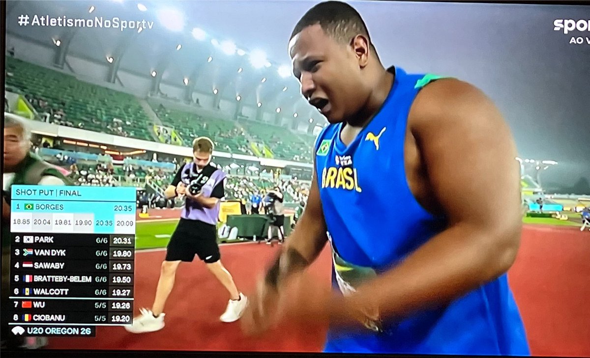 osolimpicos's tweet photo. OUROOOOOOOOO
🥇🥇🥇🥇🥇
🇧🇷🇧🇷🇧🇷🇧🇷🇧🇷

Alessandro Borges da show e é ouro no arremesso de peso no Mundial Sub20 de Atletismo com 20,35m!!

Passou o favorito sul-coreano na 5ª tentativa por 4cm pra ficar com apenas o 4º brasileiro da história em Mundiais Sub20!

Que baita prova que ele fez, com 3 arremesso acima de 20m.

Fantástico!!