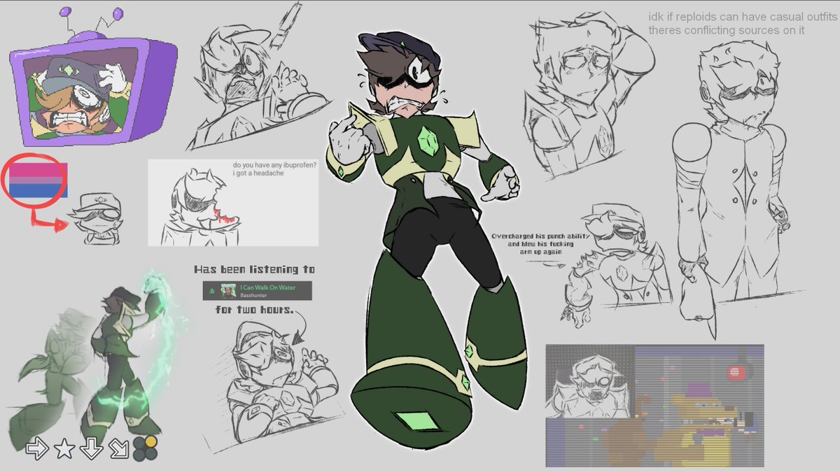 CrystalAustin_'s tweet photo. I was really not expecting a throwaway post about Fully Charged to get actual likes. oops. Uhhh here look at my Reploid OC, Kris.

Not a super serious character. kinda old art too but I still think he's neat. https://t.co/Fe4AgddqMu
