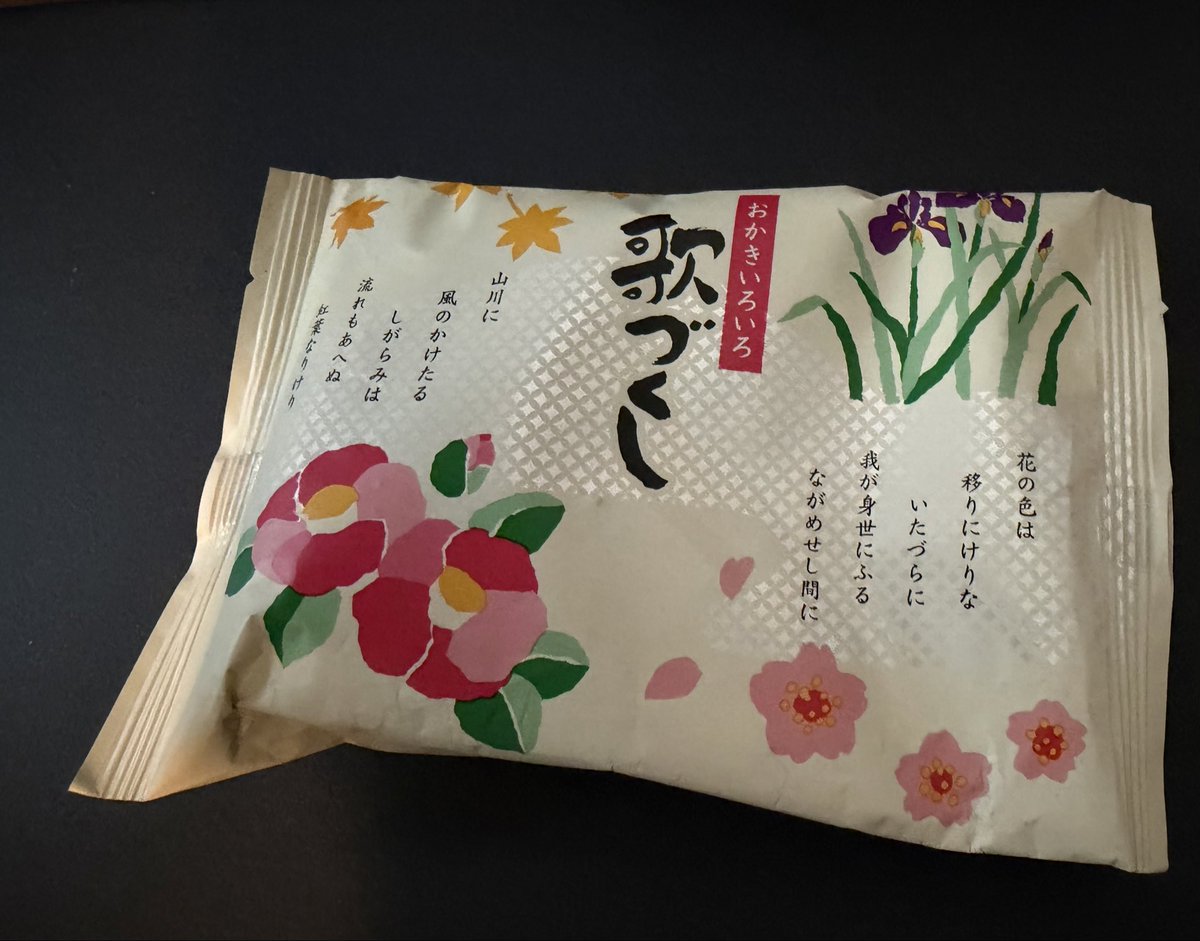 muscle_beat's tweet photo. 【歌づくし】『日の出屋製菓産業』
7種類ほど入ったアソートおかき！どれもサクサクでおいしく、ちょっとしたつまみにちょうど良い😁
豆楽市と磯昆布が美味しかったかなー
#お煎餅　#おかき https://t.co/rodsUGE1kA