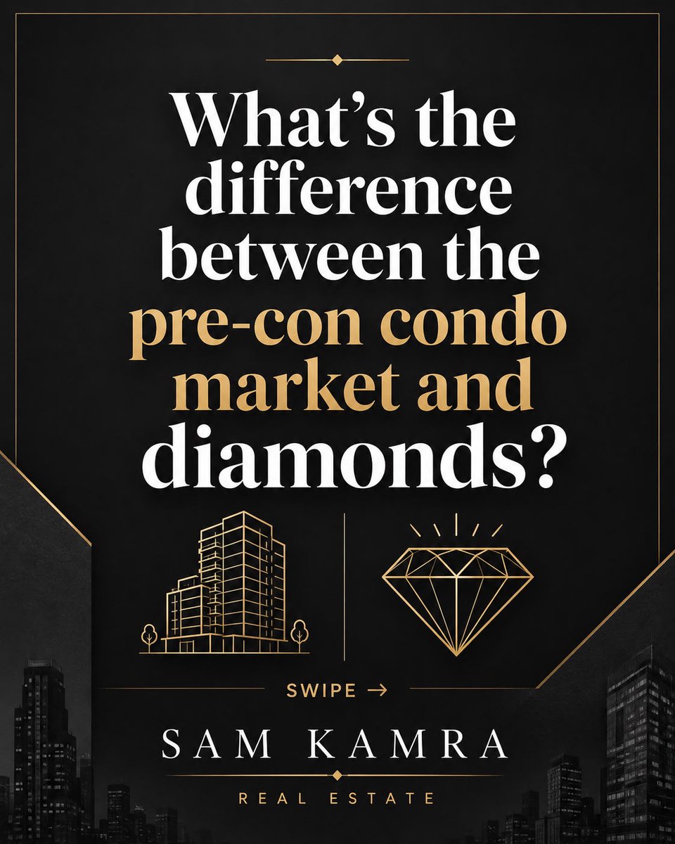 samkamra888's tweet photo. ๐จBreaking News๐จ
The pre-construction condo market and diamonds have officially entered the same investment support group. ๐๐
Who's buying either one right now?
#TorontoRealEstate #PreConstruction #TorontoCondos #RealEstateHumor #HousingMarket #Toronto https://t.co/QHFmEJuJqa