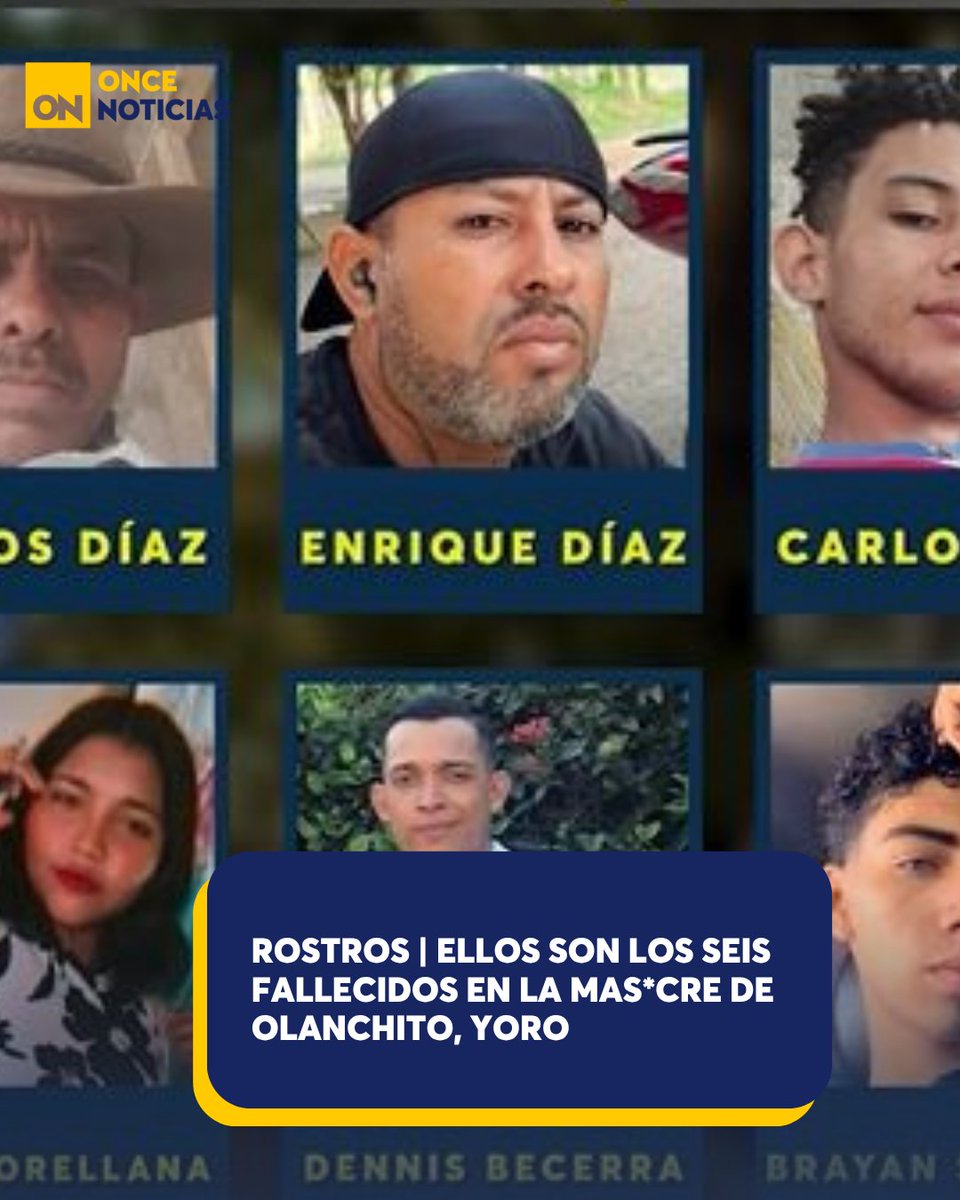 11_Noticias's tweet photo. 🚨 Identifican a las seis víctimas de la mas*cre ocurrida en Olanchito, Yoro. La Policía Nacional ofrece las primeras hipótesis sobre este crimen múltiple.
https://t.co/zQUiFQ5uaS
#Olanchito #Yoro #Honduras #Identidades https://t.co/fUKv832KiK