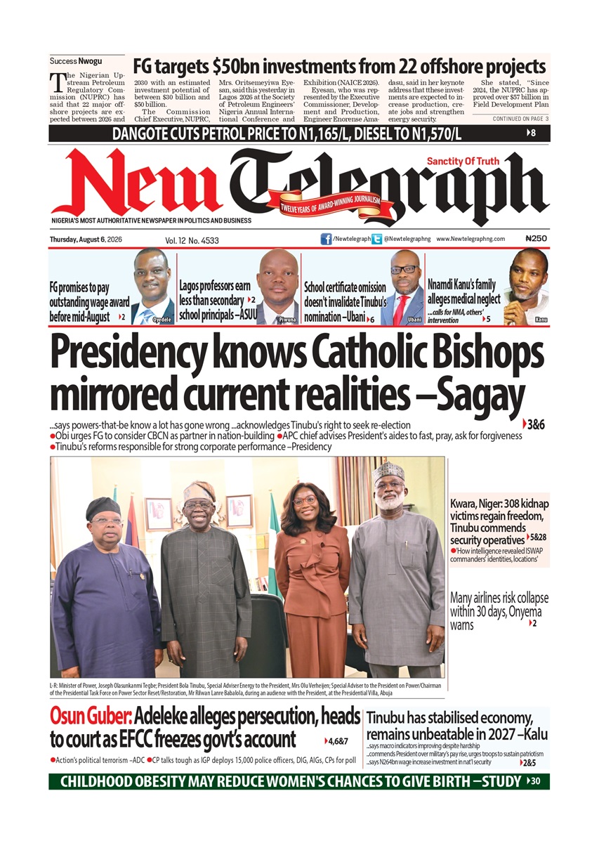 NewTelegraphNIG's tweet photo. Nigeria News Today | Thursday, August 6, 2026
Your morning update is here.
Politics • Economy • Security • Business • Sports • Entertainment
New Telegraph delivers the facts without the noise.

🌐 Full stories → https://t.co/JIN1tJTrr2

Follow New Telegraph for daily Naija news.
#NigeriaNews #NaijaNews #BreakingNews #NigeriaToday #NewTelegraph #news #followme